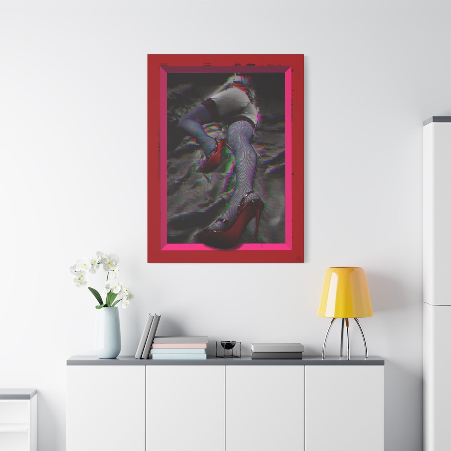 Arachno's Second Muse "Glitched" — Contemporary Red Heels Wall Art